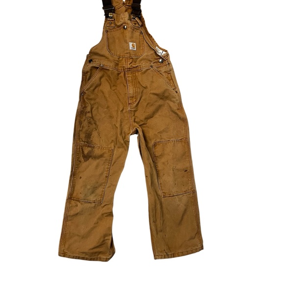 Boys Carhartt Tan Overalls work overalls with adjustable straps - Picture 2 of 5